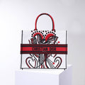 Anum Bags DIR1286 Book Tote big size 36.5cm 41.5cm Oblique Embroidery white red