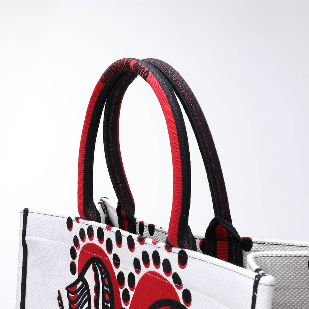 Anum Bags DIR1286 Book Tote big size 36.5cm 41.5cm Oblique Embroidery white red