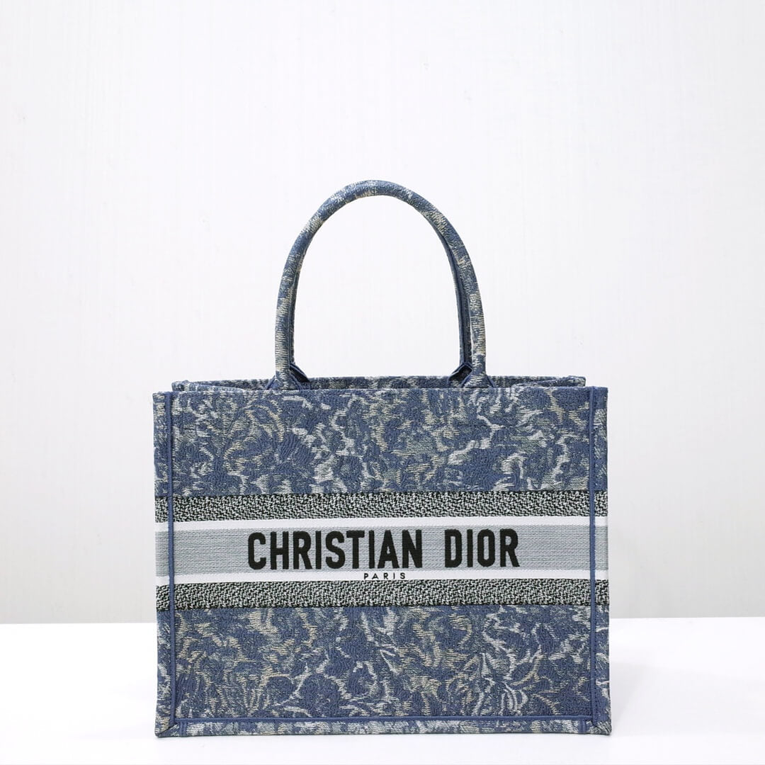 Anum Bags DIR1286 Book Tote big size 36.5cm 41.5cm Oblique Embroidery blue