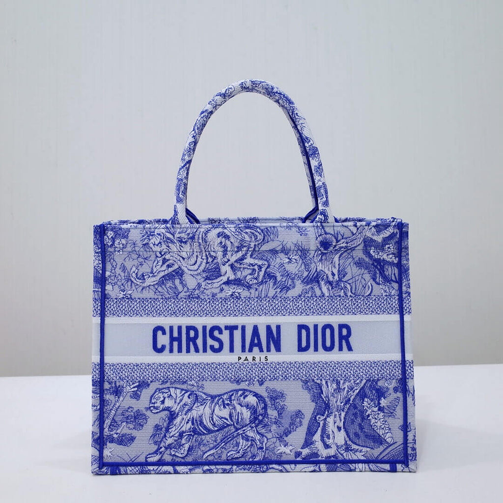 Ezyycart Bags DIR1286 Book Tote big size 36.5cm 41.5cm Oblique Embroidery blue-5