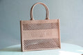 Ezyycart Bags DIR1286 Book Tote big size 36.5cm 41.5cm Oblique Embroidery nude