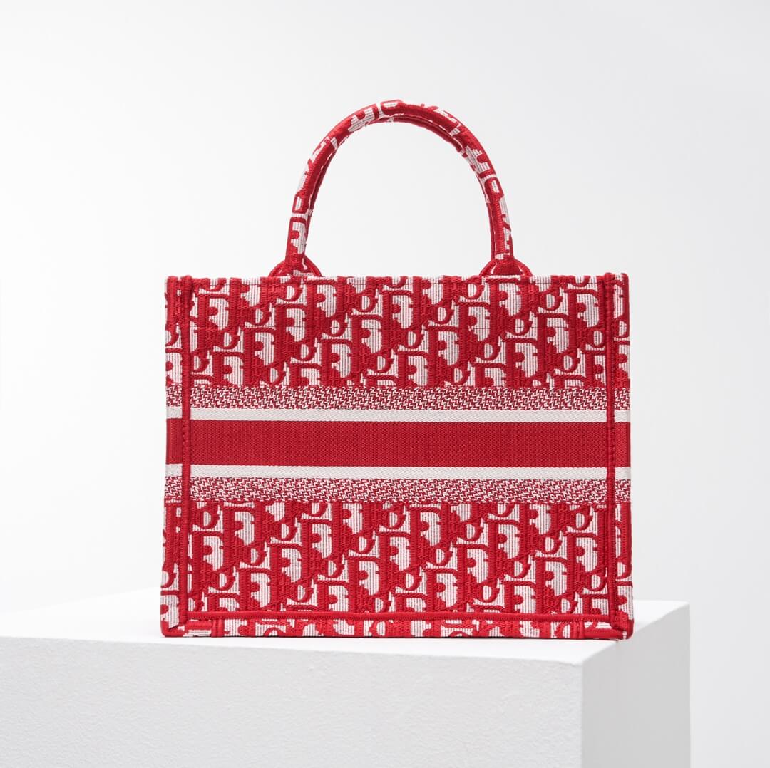 Ezyycart Bags DIR1286 Book Tote BIG 26.5cm Embroidery LOGO red Handbag red-5