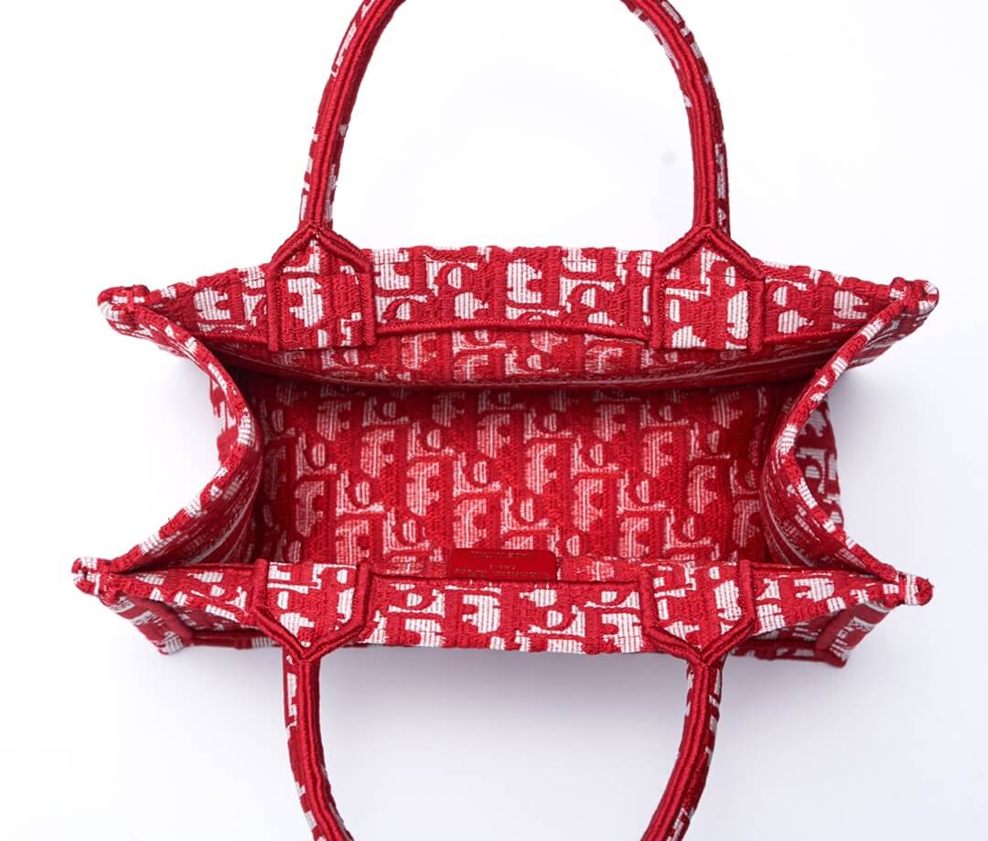 Ezyycart Bags DIR1286 Book Tote BIG 26.5cm Embroidery LOGO red Handbag red-5