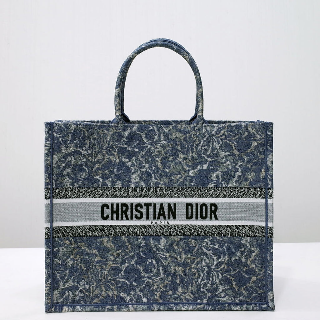 Anum Bags DIR1286 Book Tote big size 36.5cm 41.5cm Oblique Embroidery blue