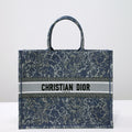 Anum Bags DIR1286 Book Tote big size 36.5cm 41.5cm Oblique Embroidery blue