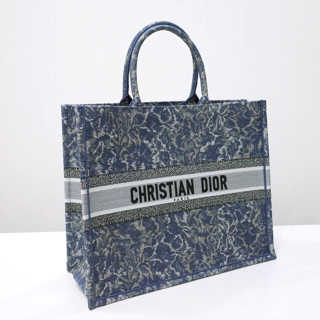 Anum Bags DIR1286 Book Tote big size 36.5cm 41.5cm Oblique Embroidery blue