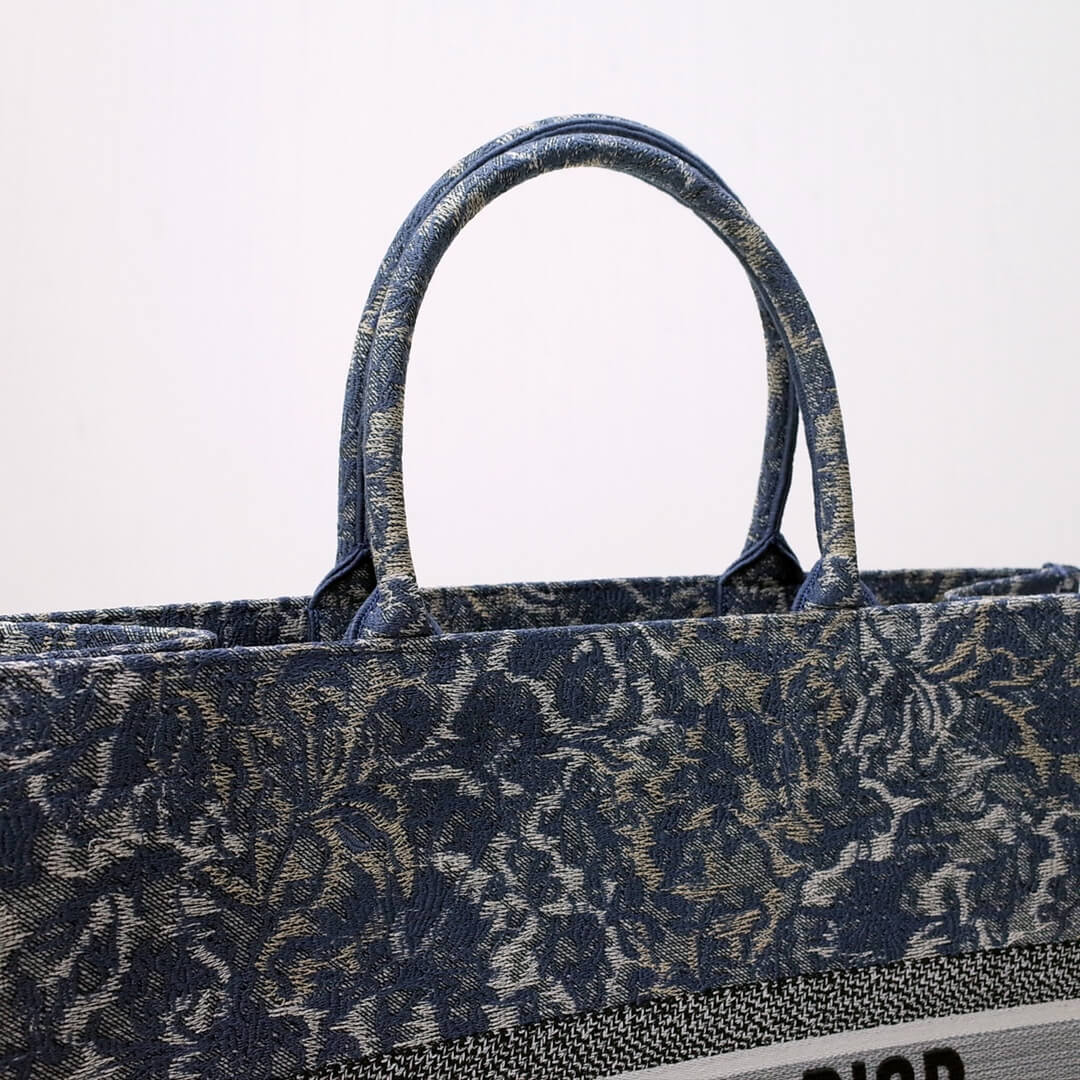 Anum Bags DIR1286 Book Tote big size 36.5cm 41.5cm Oblique Embroidery blue