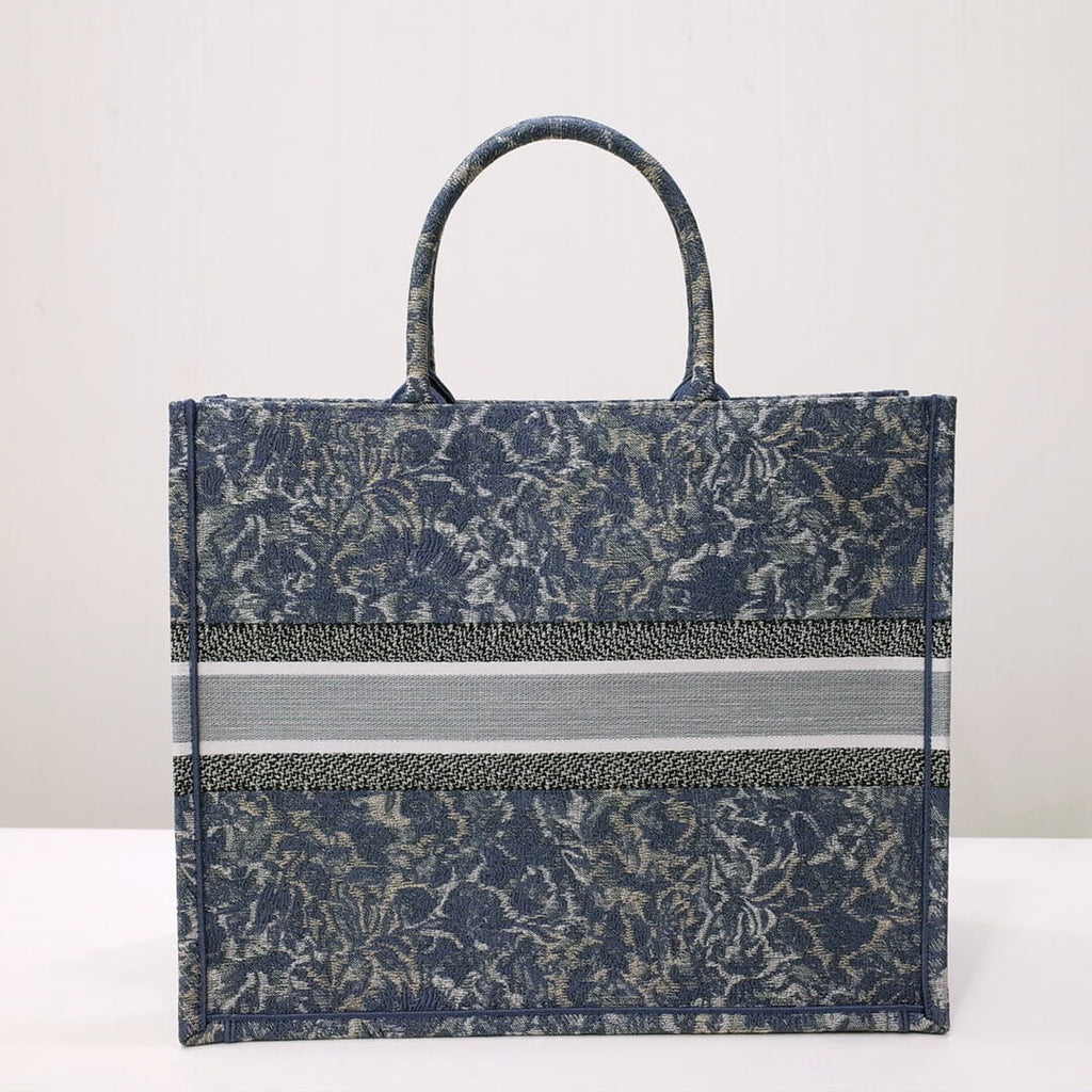 Anum Bags DIR1286 Book Tote big size 36.5cm 41.5cm Oblique Embroidery blue