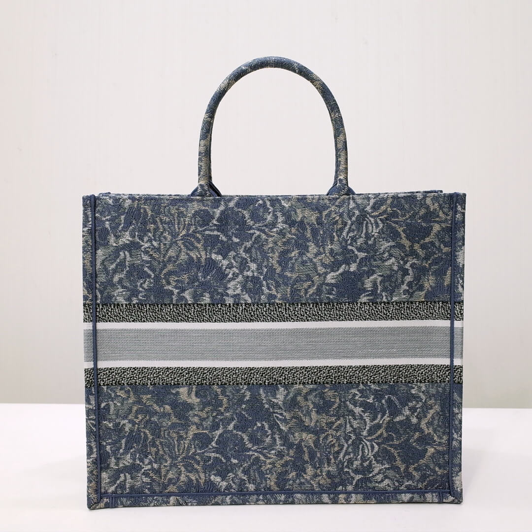 Anum Bags DIR1286 Book Tote big size 36.5cm 41.5cm Oblique Embroidery blue