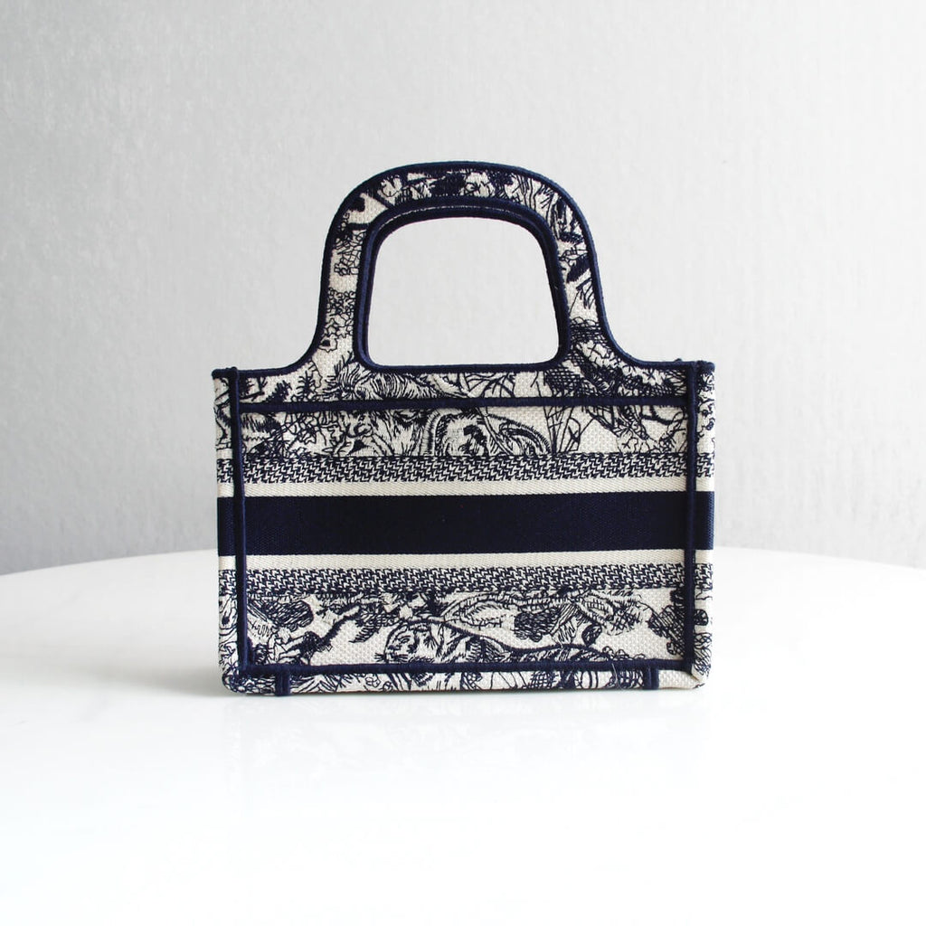 Ezyycart Bags DIR1286m Book Tote BIG Handbag Embroidery LOGO black mini 22.5cm