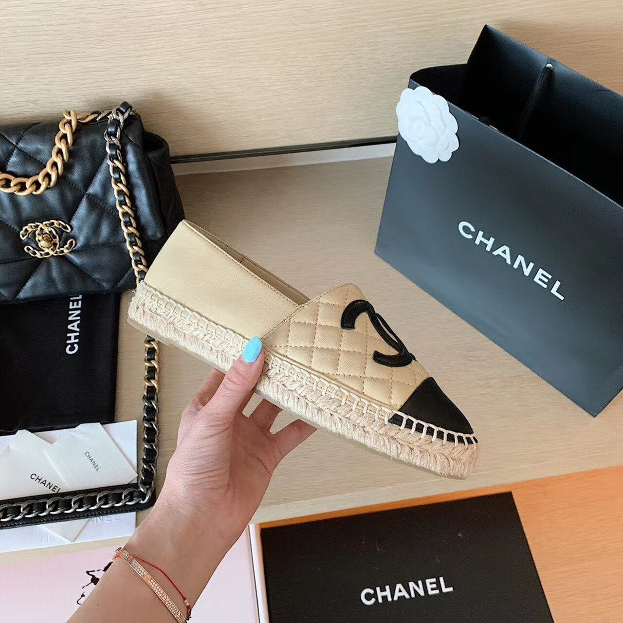 Anum Bags CHL BEIGE/BLACK ESPADRILLES