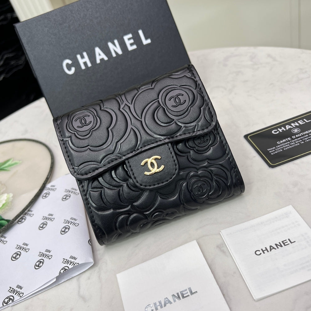 Anum Bags CHL SMALL FLORAL WALLET BLACK 11.5CM