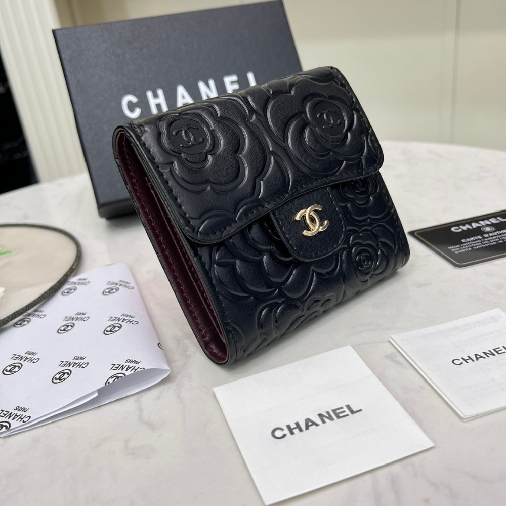 Anum Bags CHL SMALL FLORAL WALLET BLACK 11.5CM
