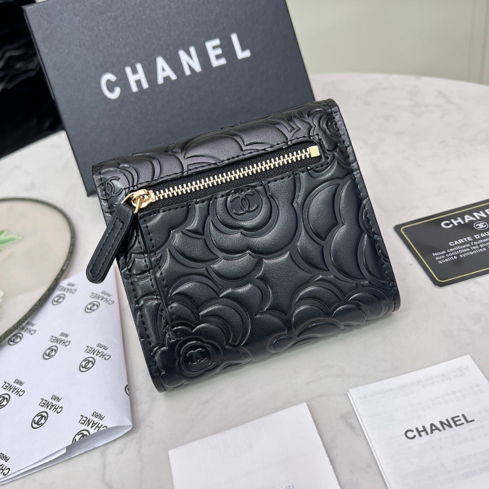 Anum Bags CHL SMALL FLORAL WALLET BLACK 11.5CM