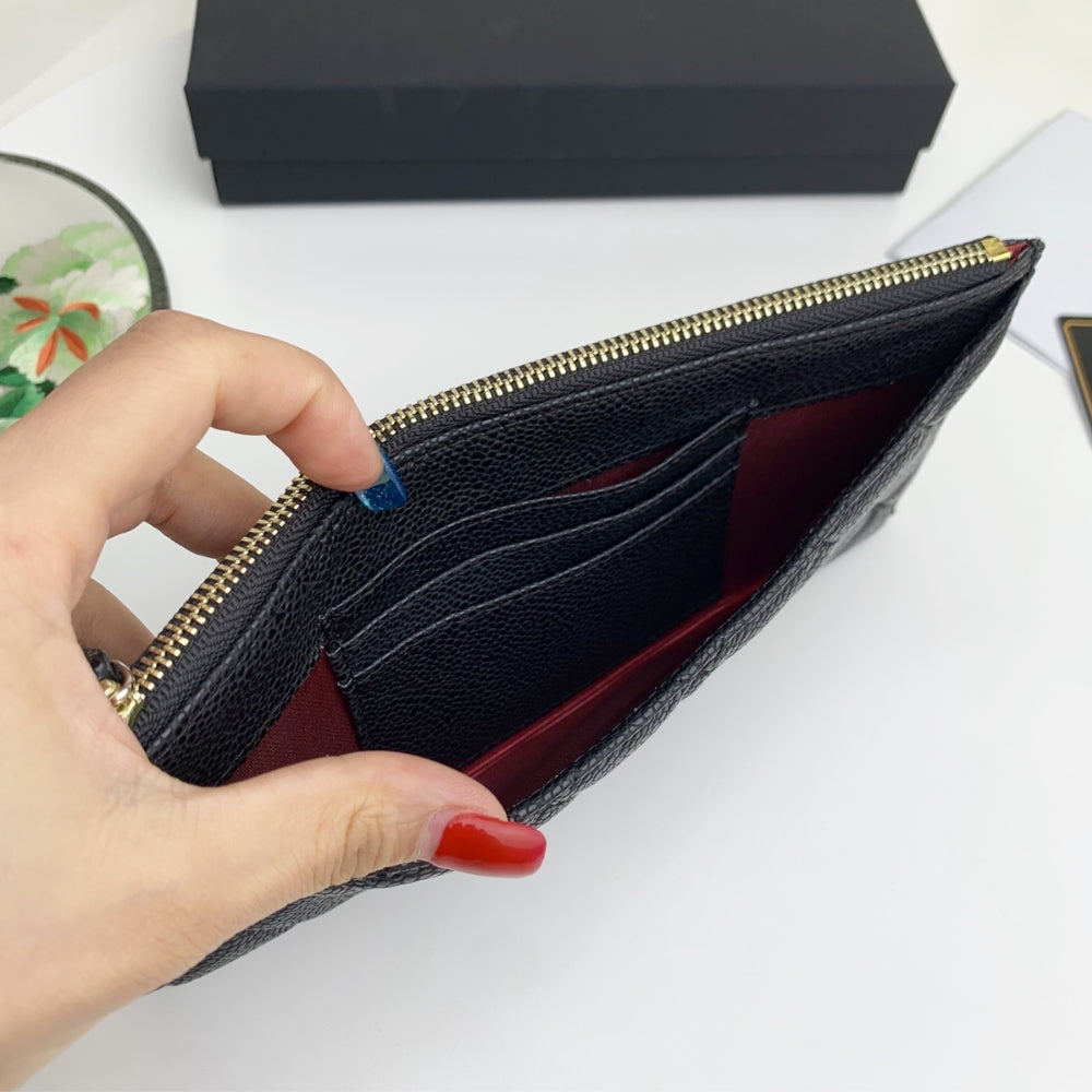 Anum Bags CHL CLASSIC ZIP POUCH CAVIAR WALLET BLACK 22CM