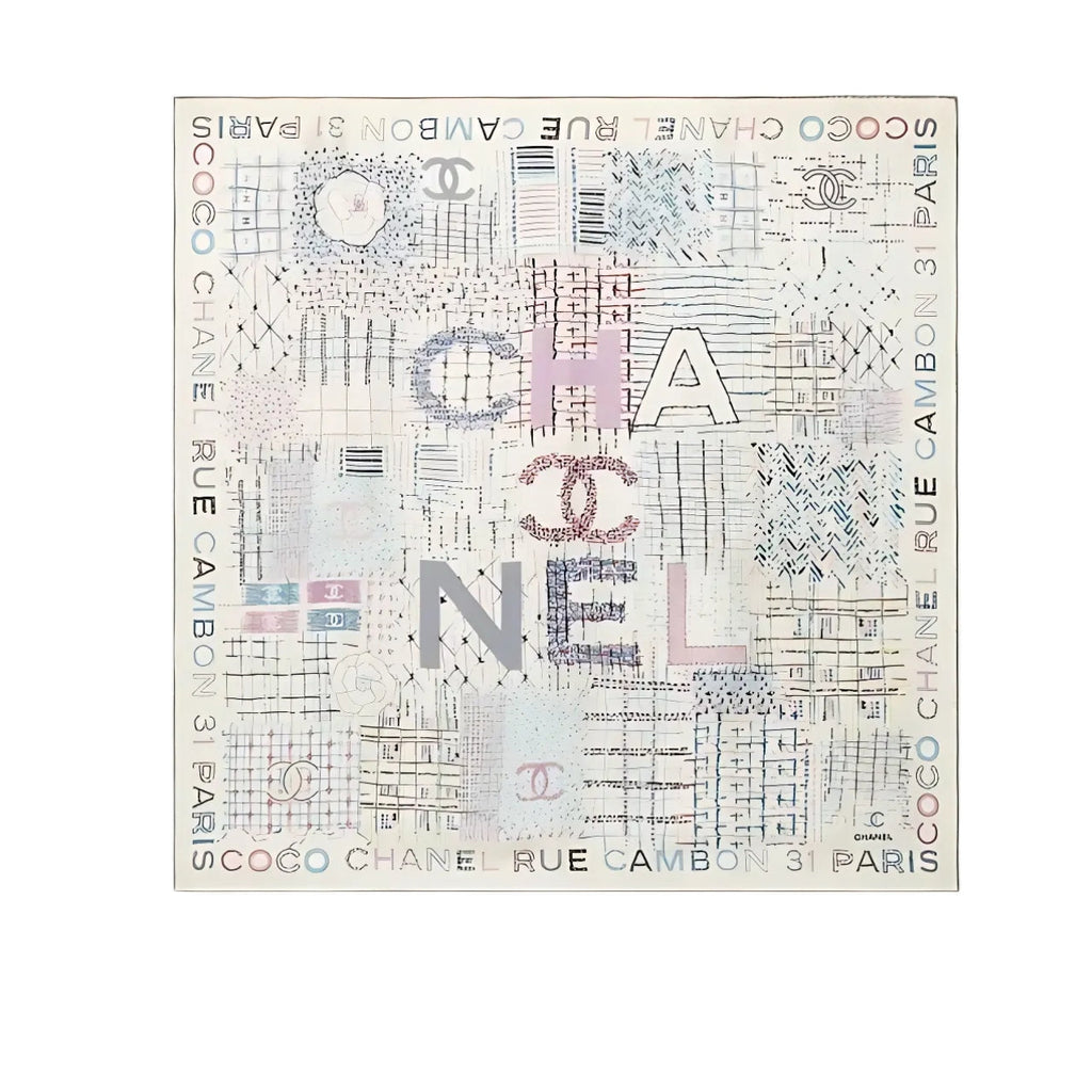 Anum Bags CHL SQUARE SCARF SILK TWILL MULTICOLOR IN ECRU 90CM AA8619 B09320 NK635