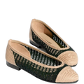 Anum Bags CHL BLACK/BEIGE RAFFIA BALLET FLATS