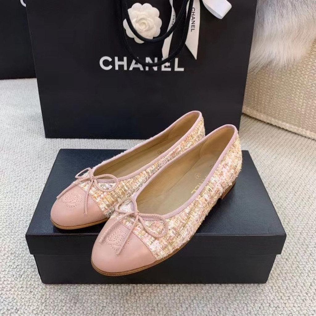 Anum Bags CHL LIGHT PINK BALLERINA FLATS TWEED AND GROSGRAIN