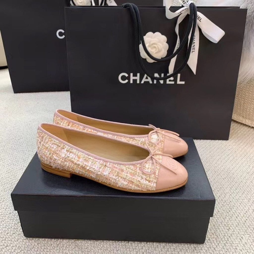 Anum Bags CHL LIGHT PINK BALLERINA FLATS TWEED AND GROSGRAIN