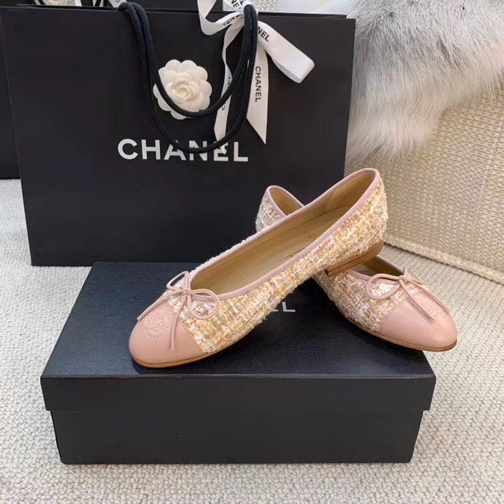 Anum Bags CHL LIGHT PINK BALLERINA FLATS TWEED AND GROSGRAIN