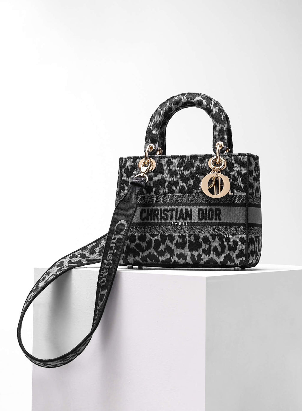 Ezyycart Bags DIR 44532 Lady D-Lite mini 17cm 24cm Leopard Print black white-2