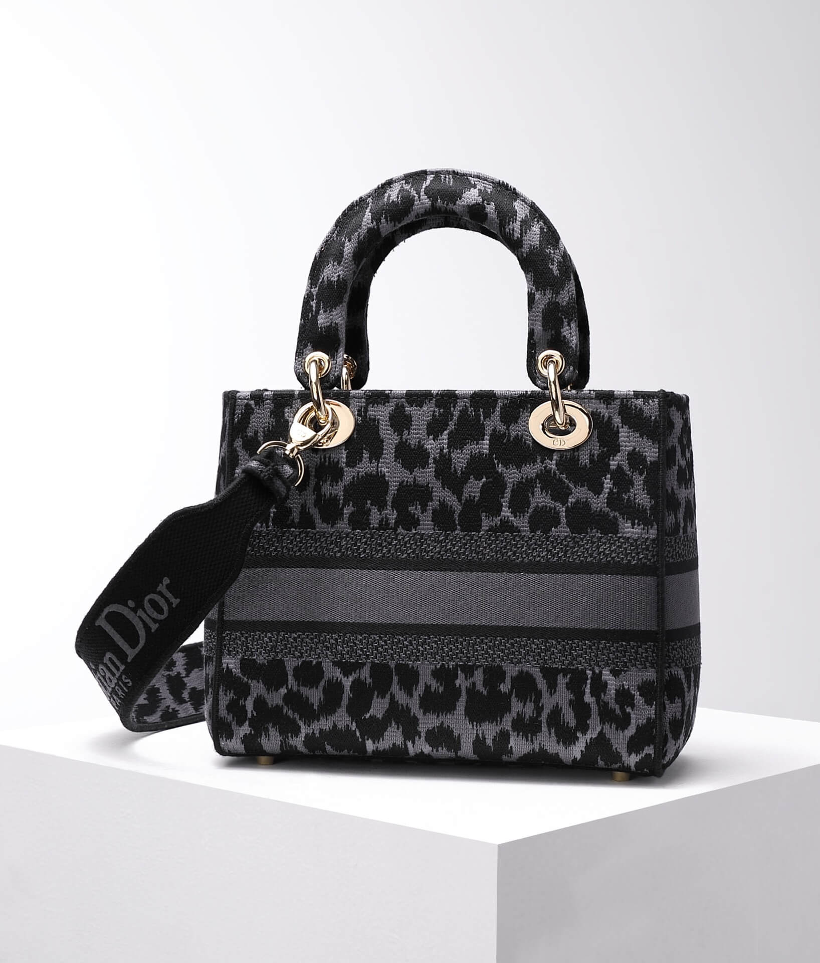 Ezyycart Bags DIR 44532 Lady D-Lite mini 17cm 24cm Leopard Print black white-2