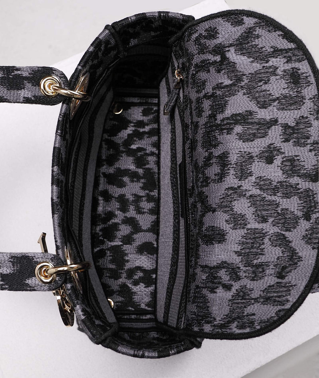 Ezyycart Bags DIR 44532 Lady D-Lite mini 17cm 24cm Leopard Print black white-2