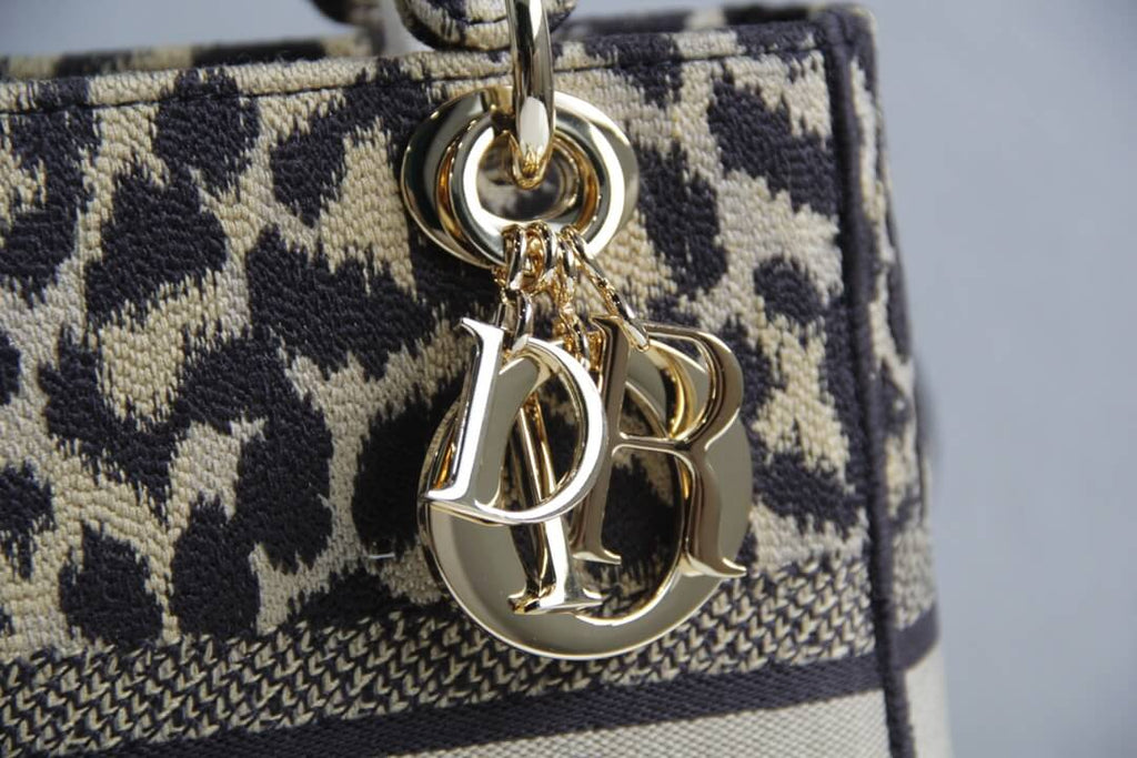 Ezyycart Bags DIR 44532 Lady D-Lite Handbag shoulder bag cross body bags mini 17cm 24cm Leopard Print light yellow