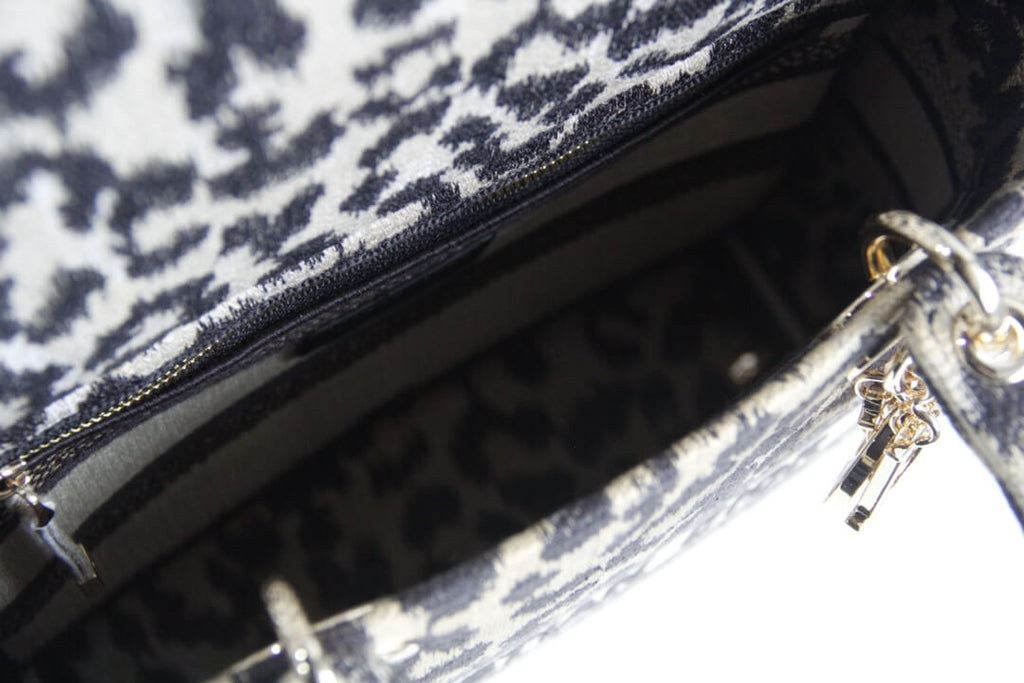 Ezyycart Bags DIR 44532 Lady D-Lite Handbag shoulder bag cross body bags mini 17cm 24cm Leopard Print light yellow
