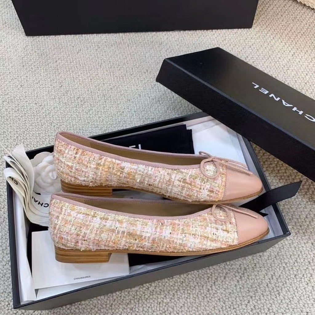 Anum Bags CHL LIGHT PINK BALLERINA FLATS TWEED AND GROSGRAIN