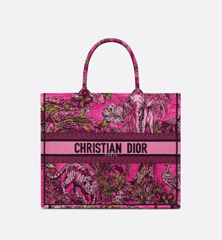 Ezyycart Bags DIR 41CM LARGE FUCHSIA MULTICOLOR BOOK TOTE