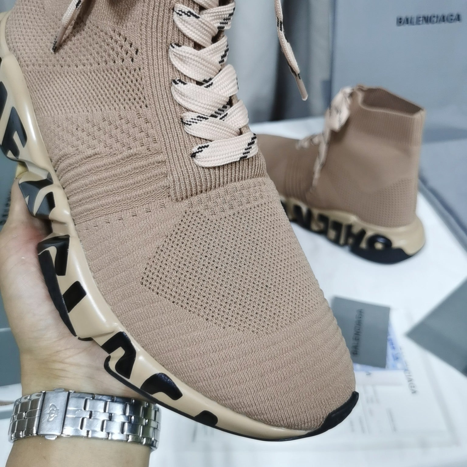 Ezyycart Bags Bla Speed Print Stretch Knit Sneakers