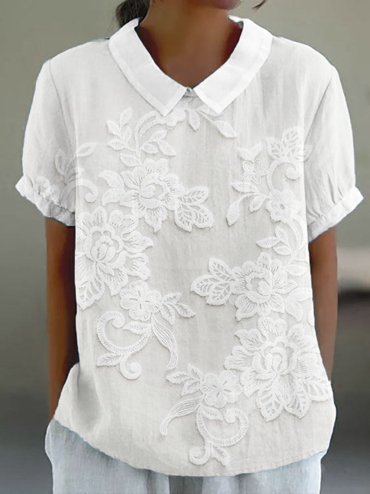 Claire – Vintage-Blusenshirt mit Blumenstickerei