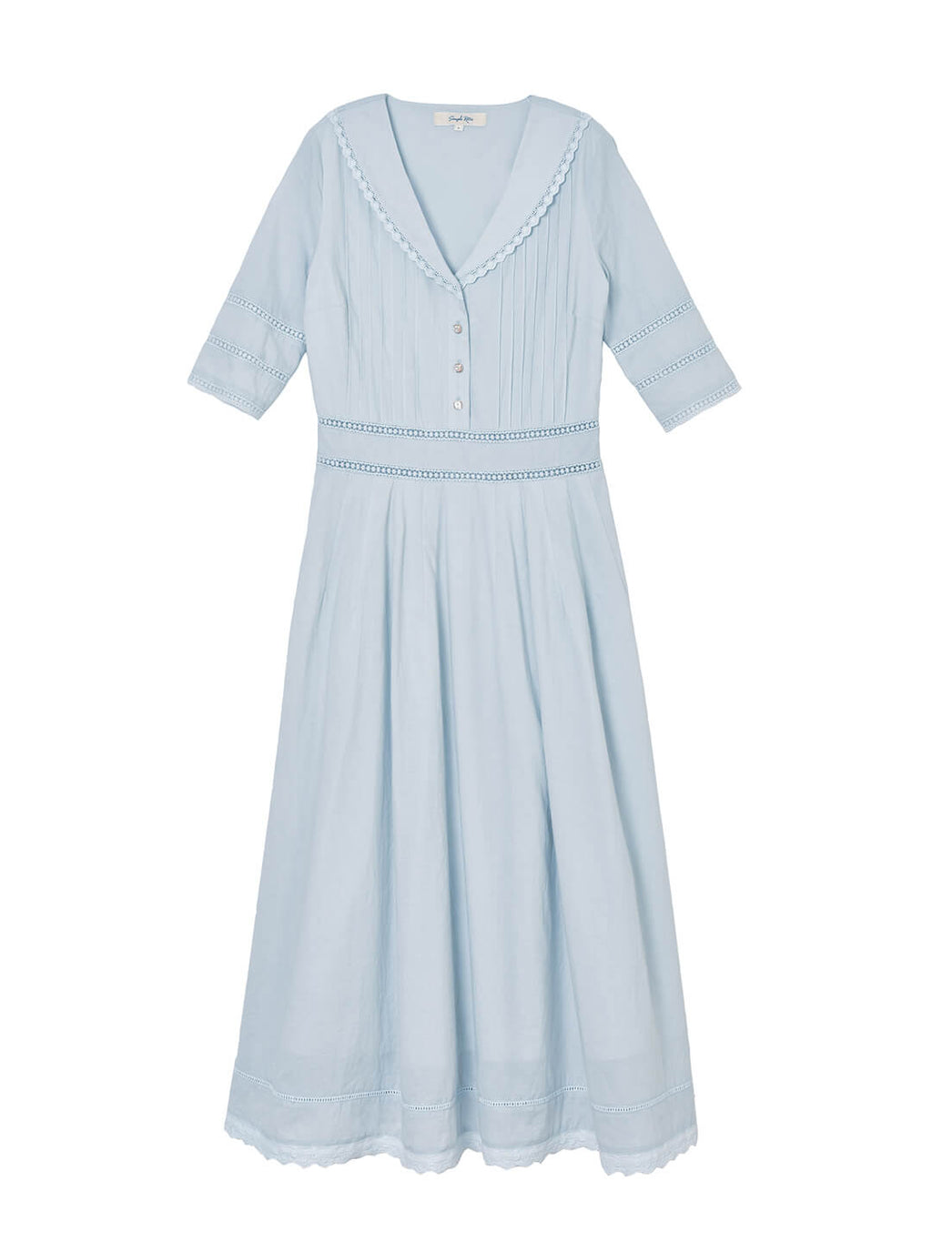 Fiona – Midi-Kleid aus 100% Baumwolle mit V-Ausschnitt