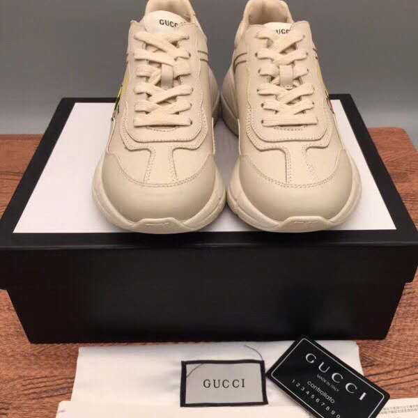 Ezyycart Bags MO-GCI Ivory Leather Rhyton Square Logo Sneaker 048