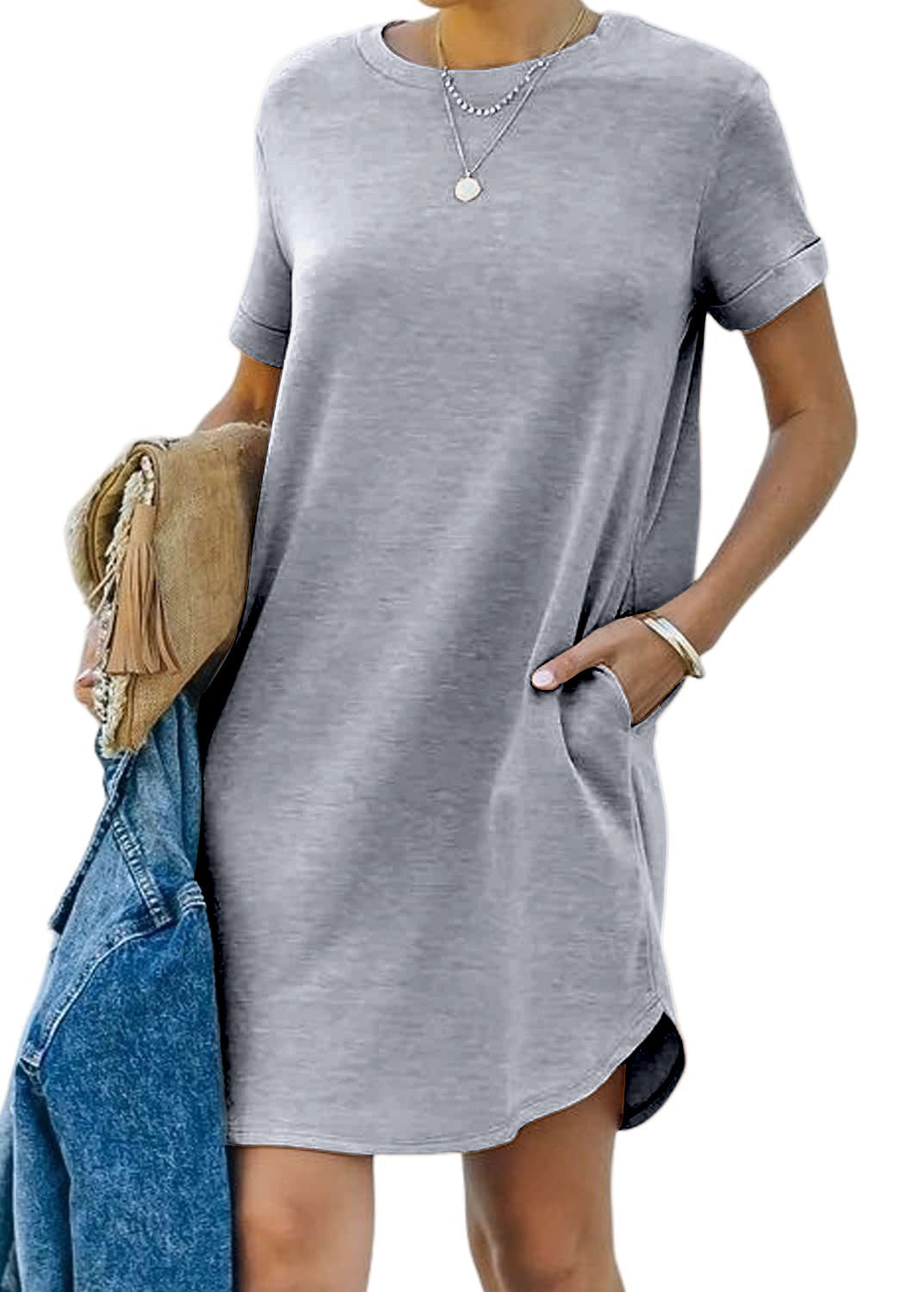 lisa - Lässiges kurzärmeliges T-Shirt-Kleid mit Taschen