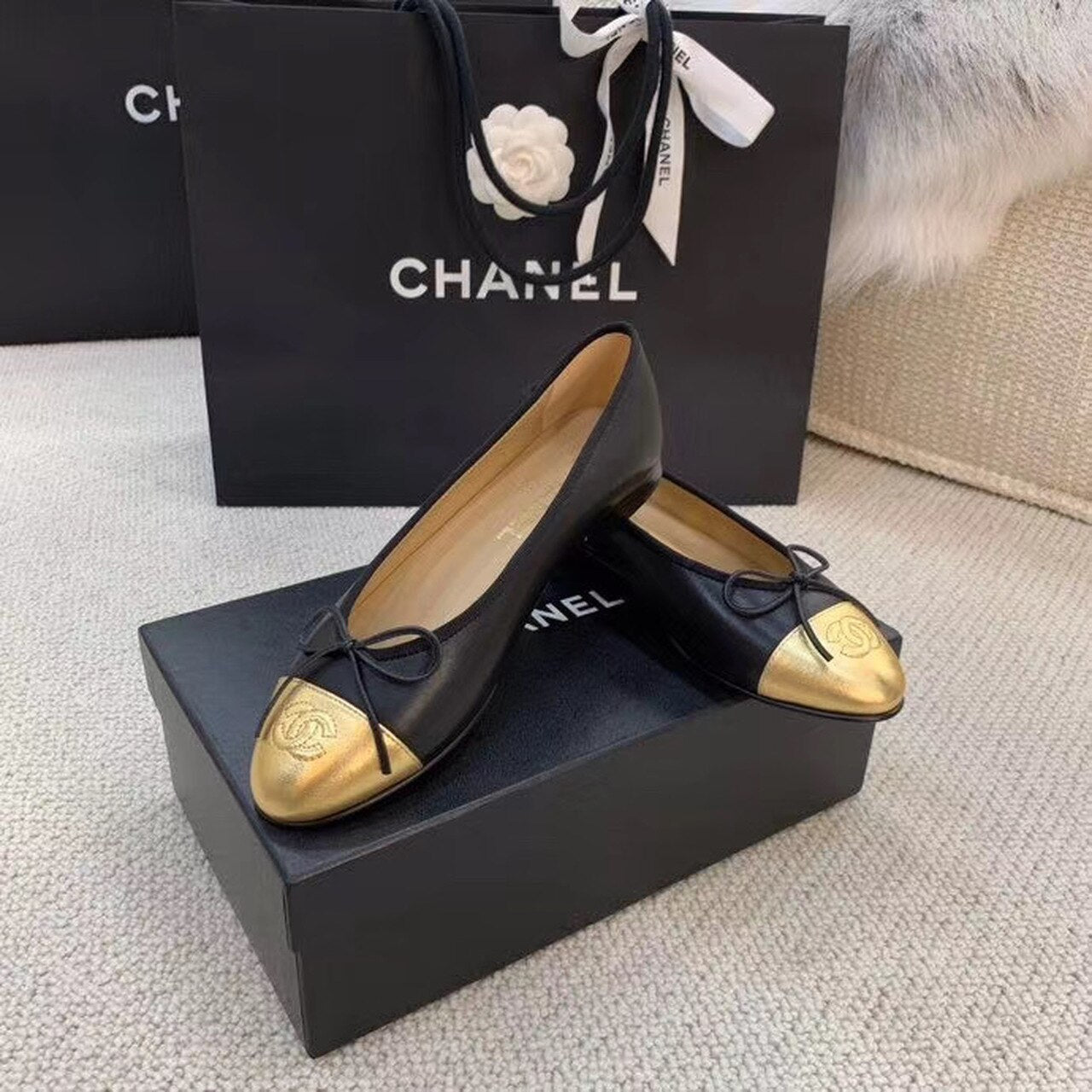 Anum Bags CHL BALLERINA FLATS BLACK/GOLD