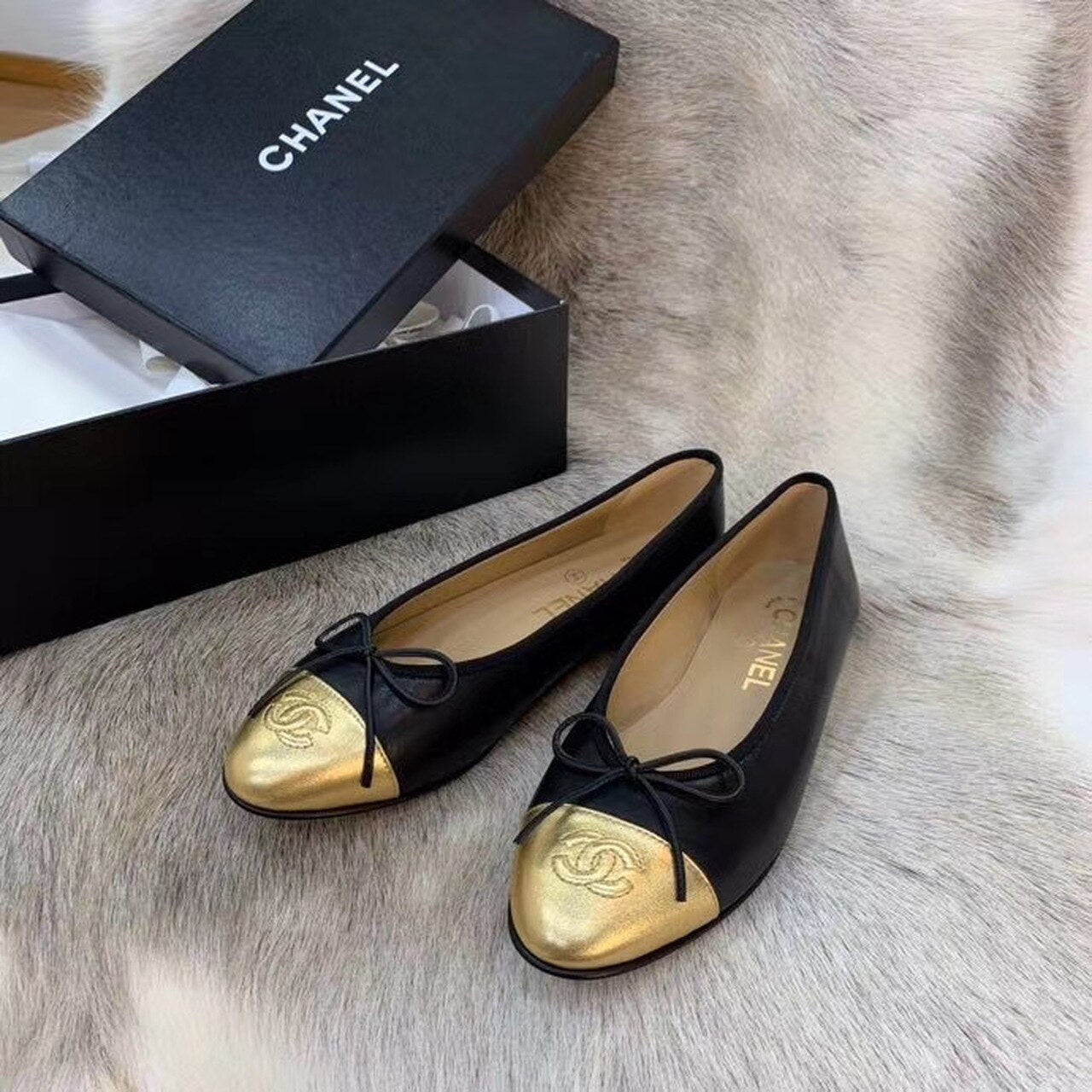 Anum Bags CHL BALLERINA FLATS BLACK/GOLD