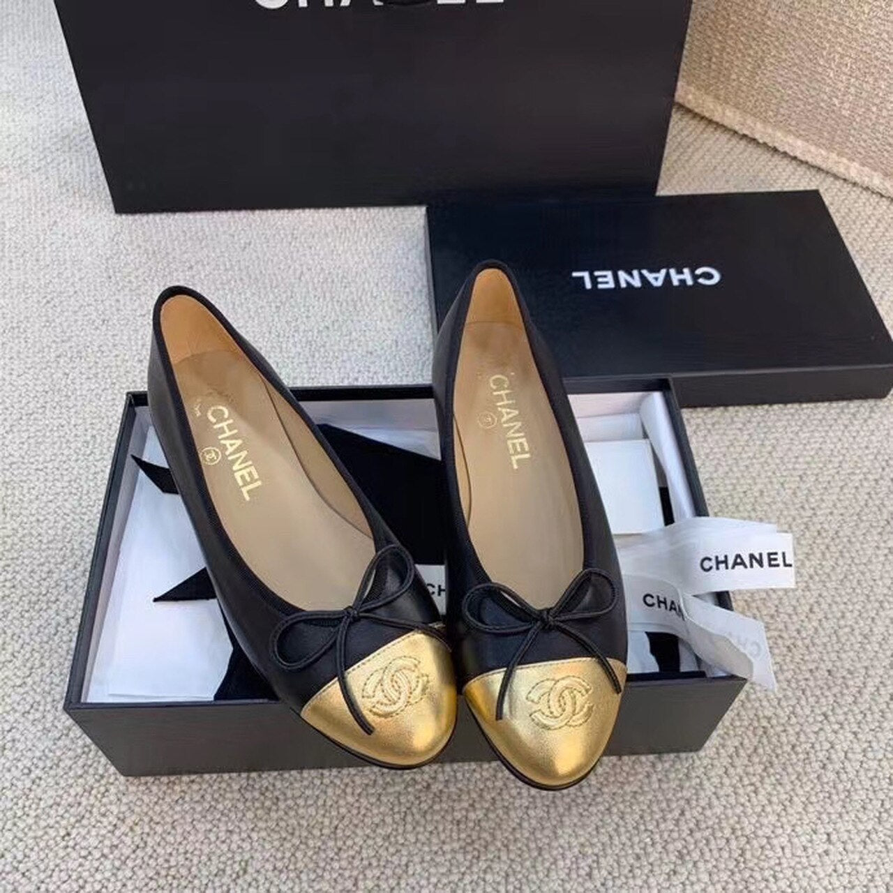 Anum Bags CHL BALLERINA FLATS BLACK/GOLD