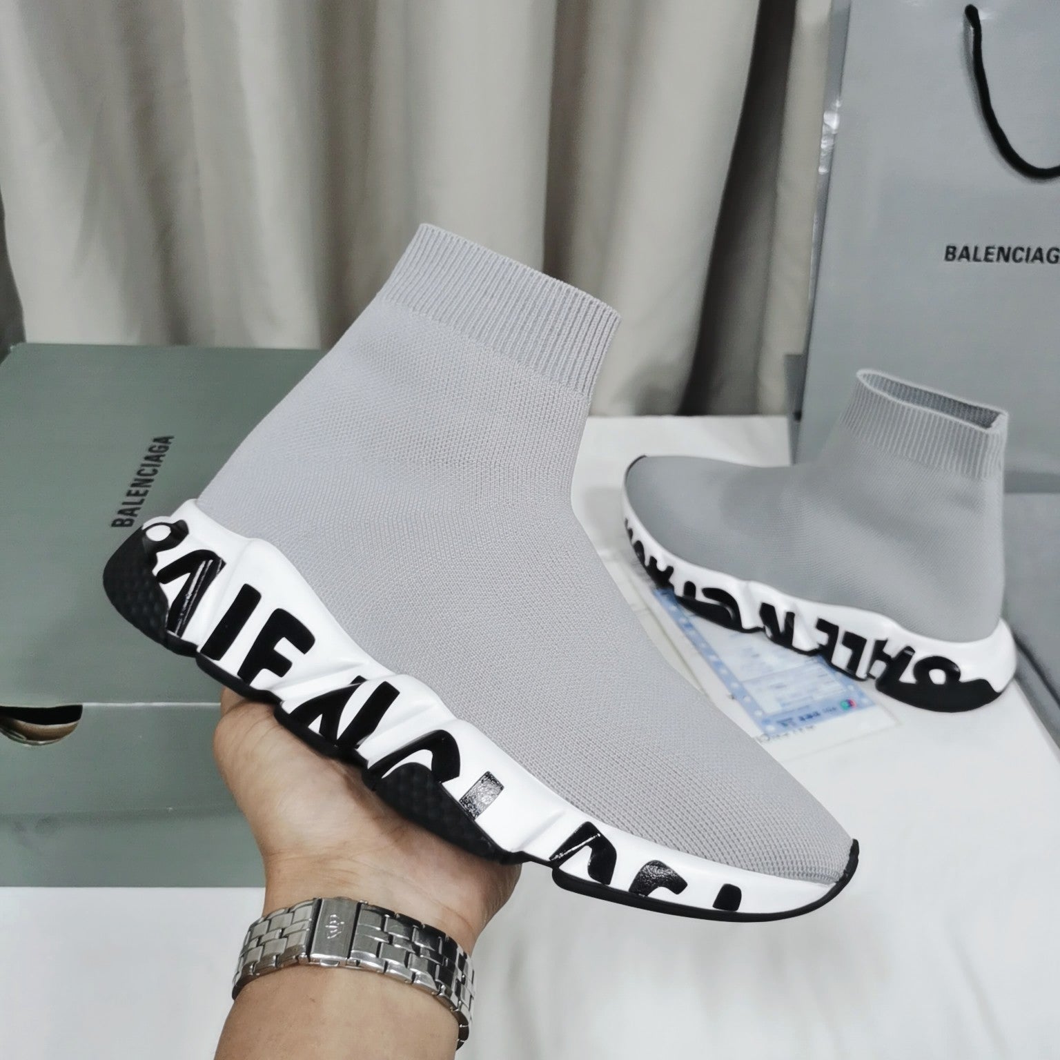 Ezyycart Bags Bla Speed Print Stretch Knit Sneakers