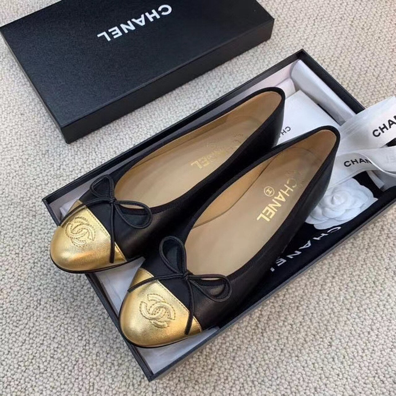 Anum Bags CHL BALLERINA FLATS BLACK/GOLD
