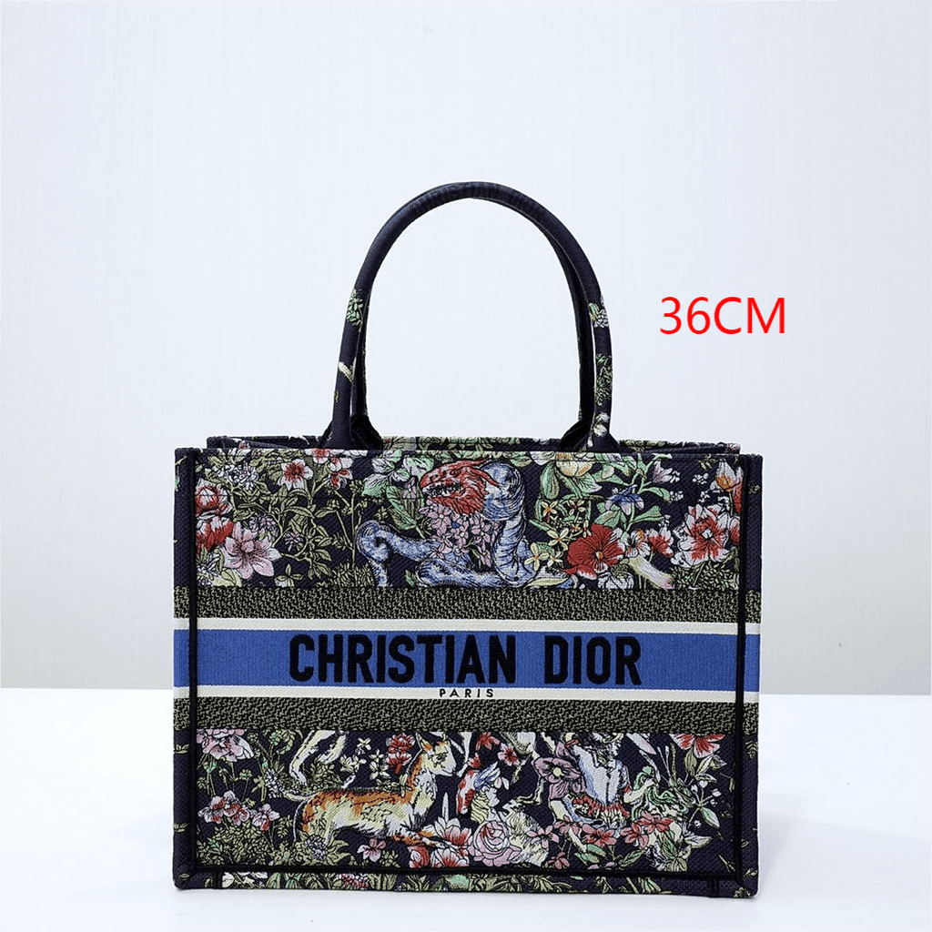 Ezyycart Bags DIR1286 Book Tote small size 36.5cm 41.5cm Embroidery green black