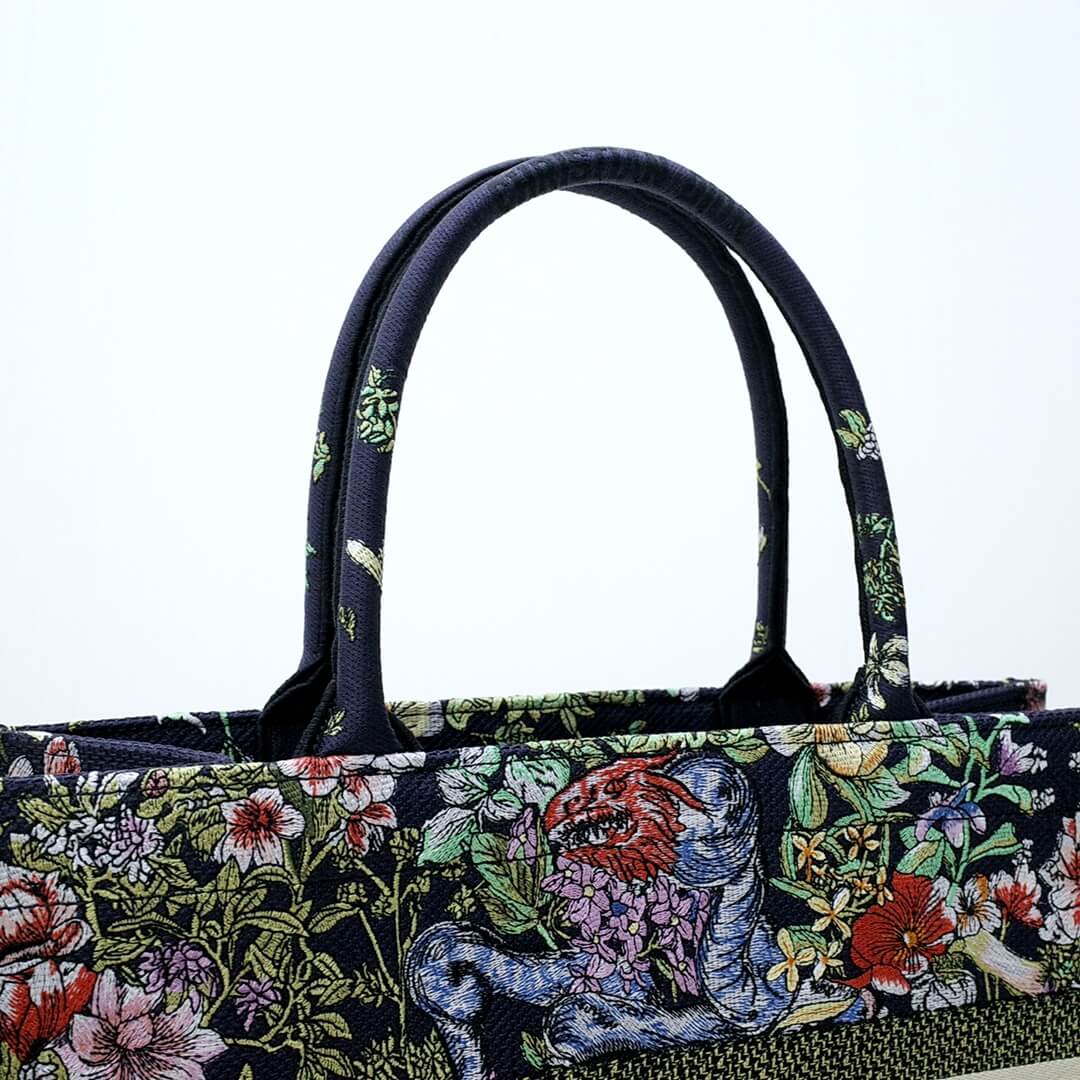 Ezyycart Bags DIR1286 Book Tote small size 36.5cm 41.5cm Embroidery green black