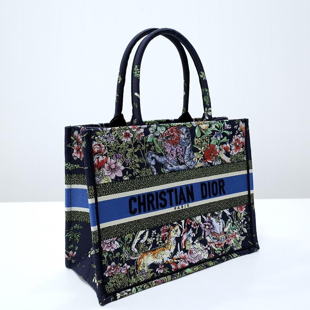 Ezyycart Bags DIR1286 Book Tote small size 36.5cm 41.5cm Embroidery green black