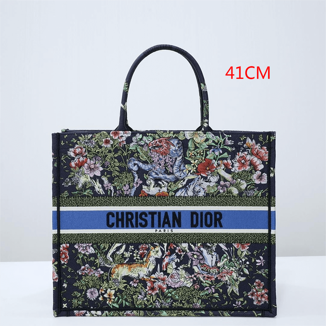 Ezyycart Bags DIR1286 Book Tote BIG size 41.5cm 36.5cm Embroidery LOGO Handbag black blue