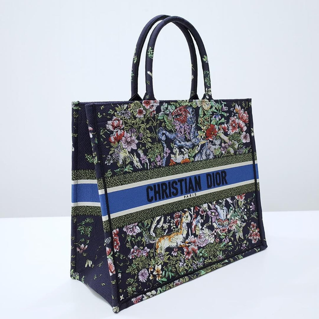 Ezyycart Bags DIR1286 Book Tote BIG size 41.5cm 36.5cm Embroidery LOGO Handbag black blue