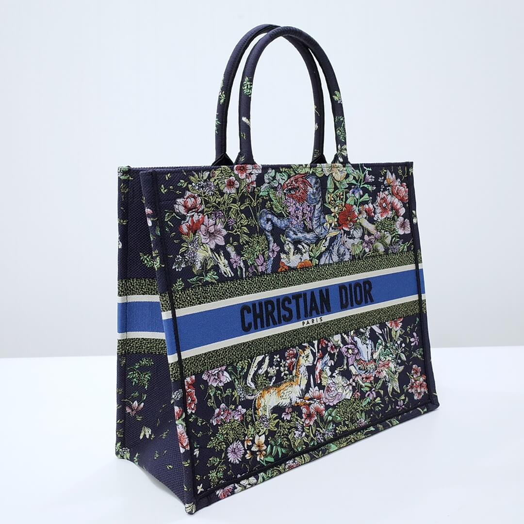 Ezyycart Bags DIR1286 Book Tote BIG size 41.5cm 36.5cm Embroidery LOGO Handbag black blue