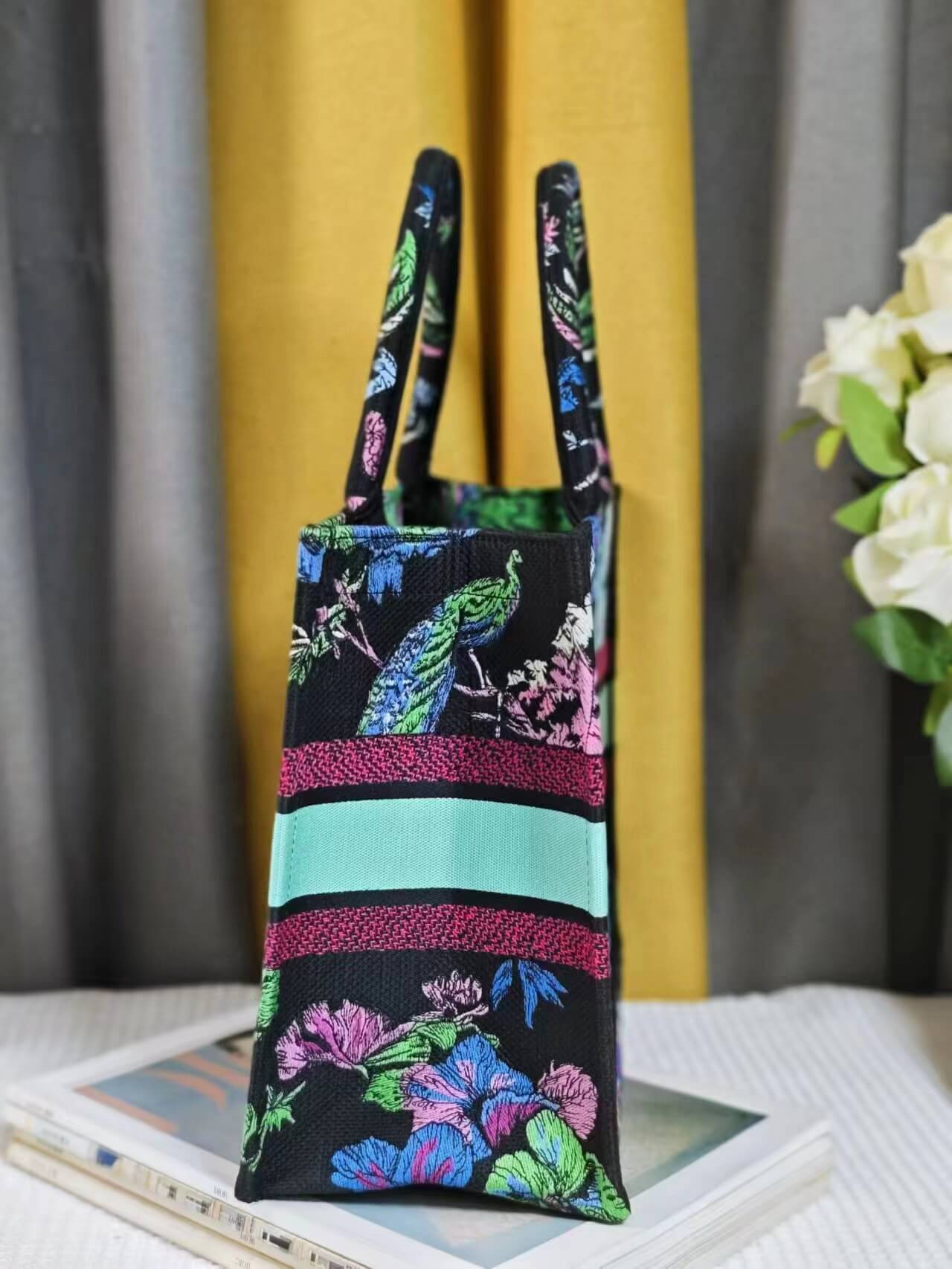 Ezyycart Bags DIR Book Tote Blue Multicolor Toile de Jouy Voyage Embroidery 1286