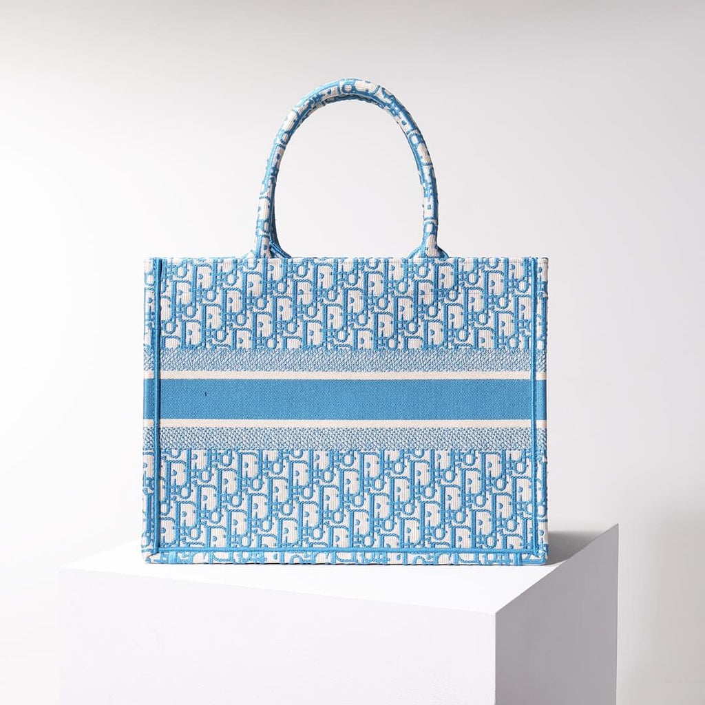 Ezyycart Bags DIR1286 Book Tote blue BIG Handbag 36.5cm 41.5cm Embroidery LOGO blue