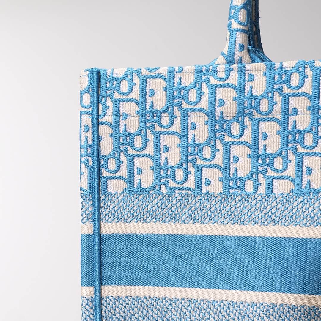 Ezyycart Bags DIR1286 Book Tote blue BIG Handbag 36.5cm 41.5cm Embroidery LOGO blue